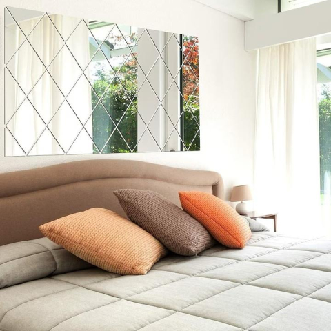 Dormitor/Living - Set 32 Oglinzi Acrilice Autoadezive Argintii, 50x100 cm, Decor Modern pentru Pereți, Ușor de Aplicat