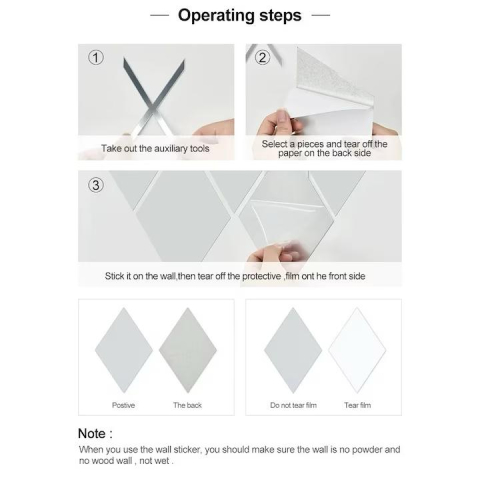 Set 32 Oglinzi Acrilice Autoadezive Argintii, 50x100 cm, Decor Modern pentru Pereți, Ușor de Aplicat [2]