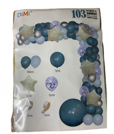 Pachete Avantajoase - Set Baloane 103 buc RoveRim, Albastru Inchis, Albastru Deschis si Mov, Diferite Dimensiuni, Pentru Diferite Petreceri