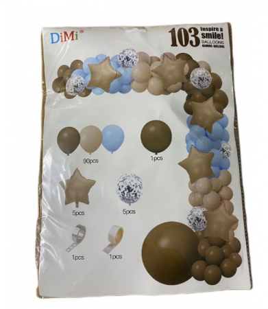 Pachete Avantajoase - Set Baloane 103 buc RoveRim, Maro Inchis, Bej si Albastru, Diferite Dimensiuni, Pentru Diferite Petreceri