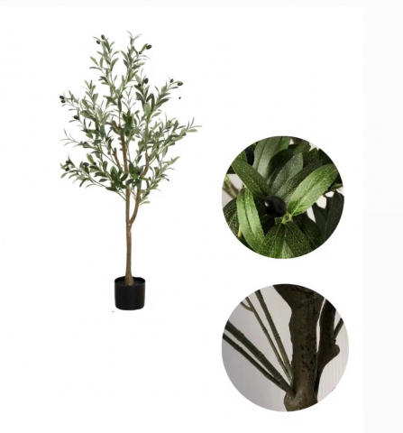 Set Gard Paravan Viu cu Frunze Artificiale, Verde Inchis, 300cm x 100 cm + Maslin Artificial in Ghiveci 150cm [2]