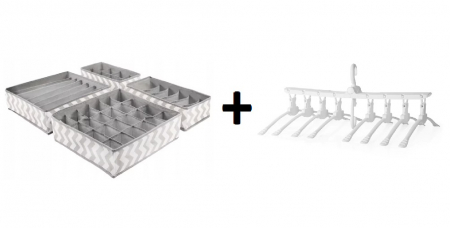 Dormitor/Living - Set Organizator Șosete + Umeraș Multifuncțional, 8 Umerașe