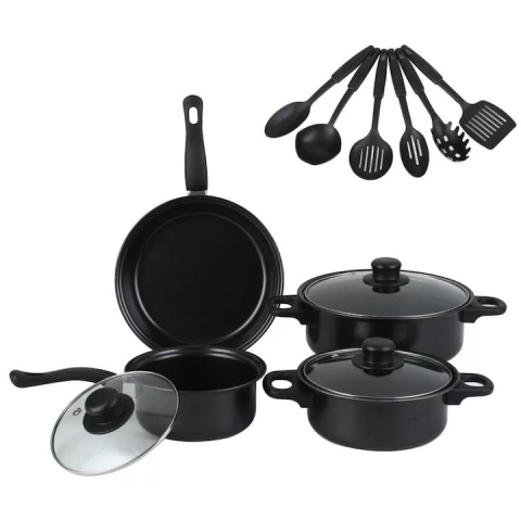 Set premium 13 piese oale și ustensile de bucătărie, antiaderente, sticlă termorezistentă, ideale pentru camping și depozitare ușoară [1]