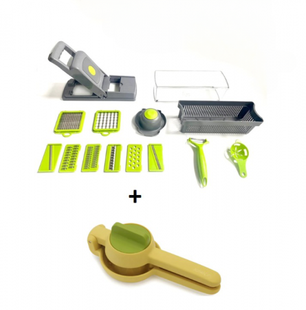 Articole Bucatarie - Set Razatoare Multifunctionala cu 10 Piese + Storcator Manual pentru Citrice