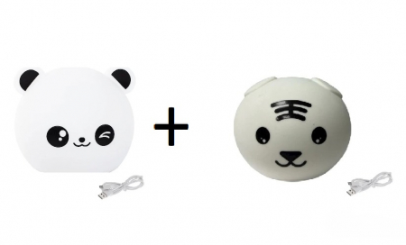 Copii & Bebe - Setul conține două lămpi de veghe portabile, special concepute pentru copii. Modelul "Urs Panda" este ușor de transportat și oferă un iluminat cald, ideal pentru un somn liniștit. Lampa de veghe cu LE