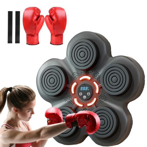 Dormitor/Living - Tinta inteligenta Box, Manusi incluse, Difuzor incorporat, Conexiune Bluetooth, LED Display HD multifunctional, Moduri de antrenament, 33x37x4.5cm, Negru