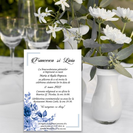 Invitație Blue Flowers