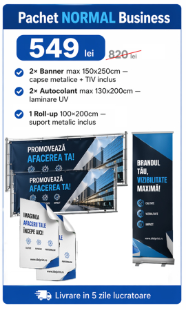 Bannere - Pachet NORMAL Business| 2× Banner + 2× Autocolant + Roll-up