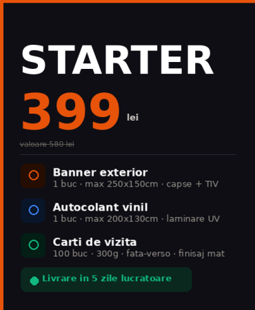Bannere - Pachet START Business | Banner + Autocolant + Cărți de vizită