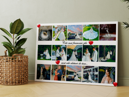 Tablouri canvas - Tablou personalizat pe pânză cu 15 poze+text – Cadoul perfect pentru aniversări și momente speciale