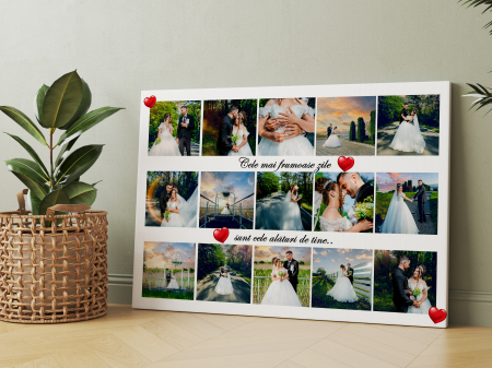 Tablouri canvas - Tablou personalizat pe pânză cu 15 poze+text - Cadoul perfect pentru aniversări și momente speciale