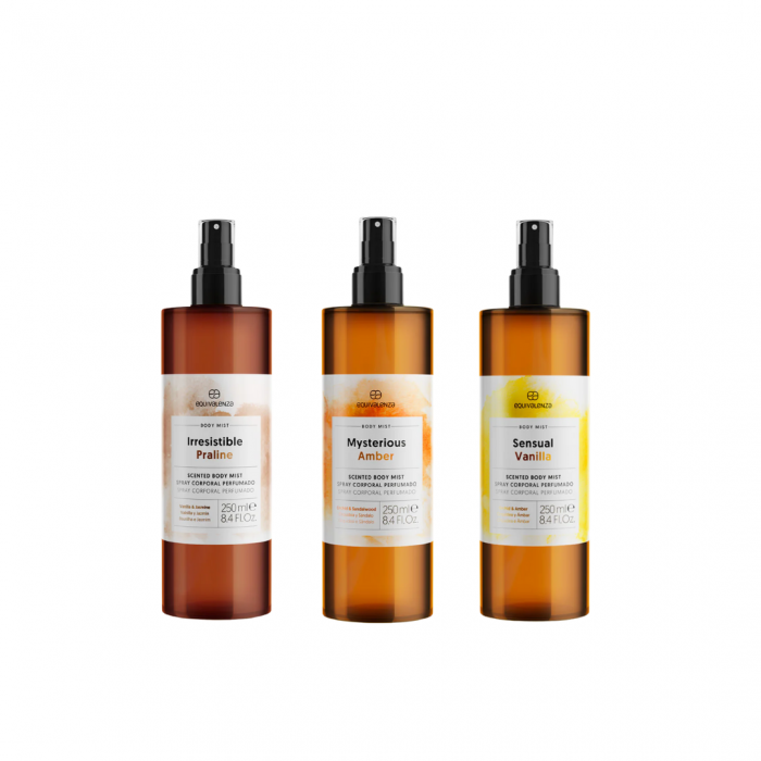 Set Spray de Corp: Irresistible Praline, Mysterious Amber si Sensual Vanilla