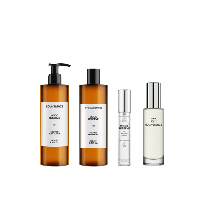 Pachet promo: Apa de Parfum 145, Femei, 30 ml + Wood Reserve Gel de dus, 250 ml + Lotiune de corp 250 ml + Parfum 12 ml