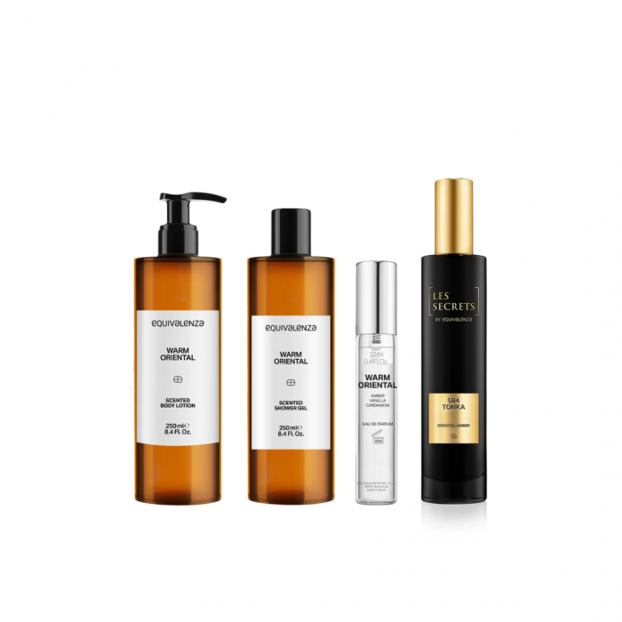 Pachet promo: Tonka 584, 30ml + Warm Oriental Gel de dus, 250 ml + Lotiune de corp 250 ml + Parfum 12 ml