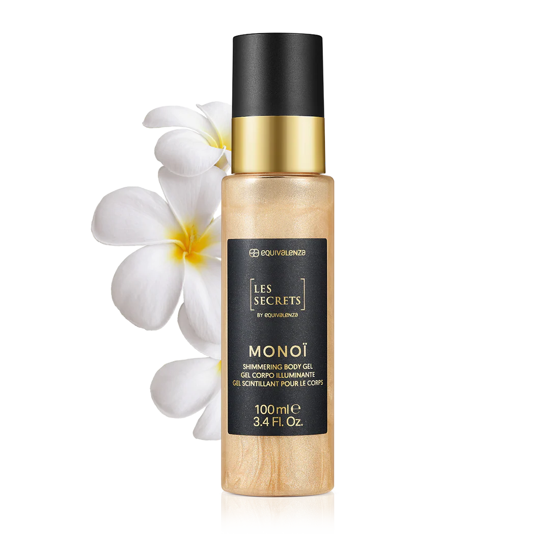 Gel de corp cu sclipici Les Secrets Monoi, Equivalenza, 100 ml