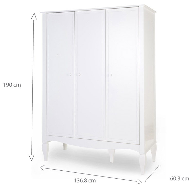 Dulap Childhome Romantic 136.8x60.3x190 cm, MDF Alb