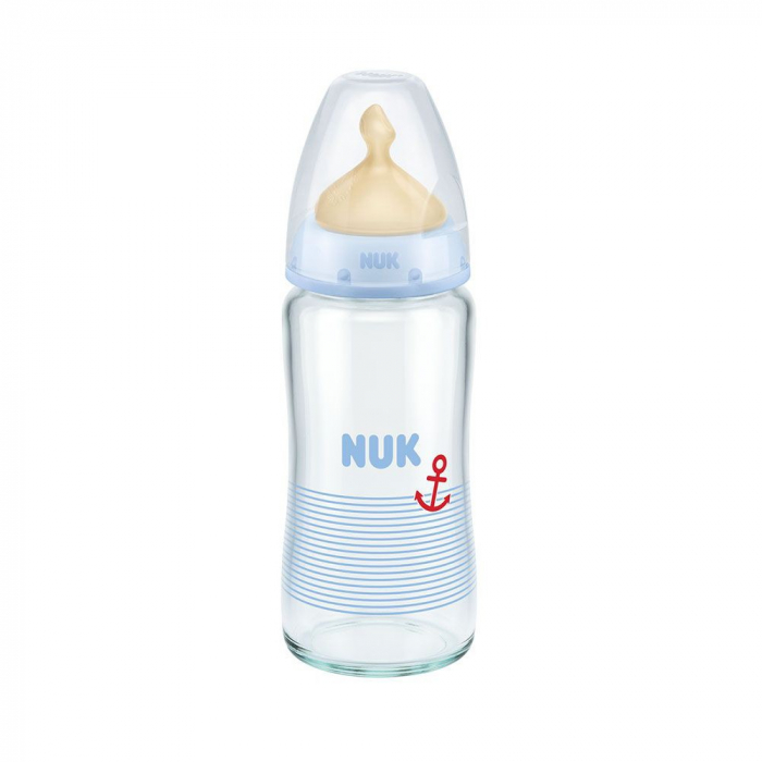 Biberon Nuk First Choice Plus Sticla 240 Ml Tetina Latex M 0-6 luni Bleu