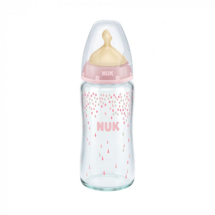 Biberon Nuk First Choice Plus Sticla 240 Ml Tetina Latex M 0-6 luni Roz