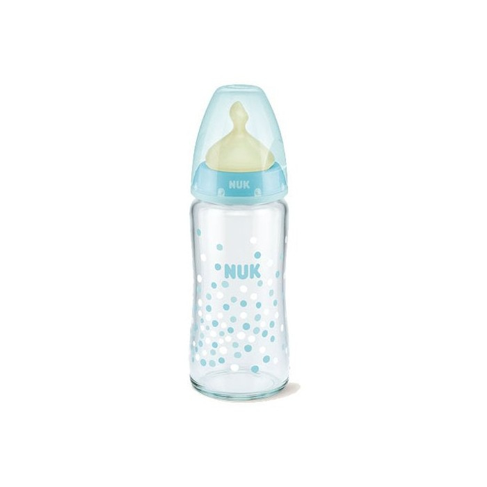 Biberon Nuk First Choice Plus Sticla 240 ml Tetina Latex M 0-6 luni Turcoaz