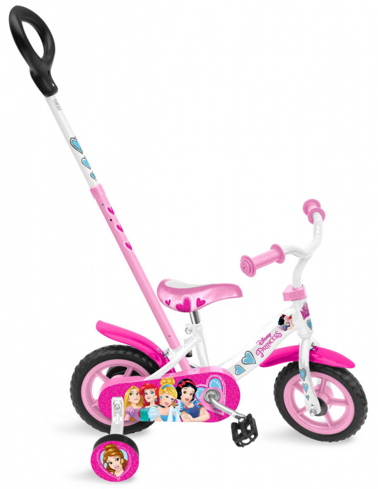 Bicicleta Stamp Disney Princess 10 inch cu bara de impins,Multicolor La plimbare imagine 2022