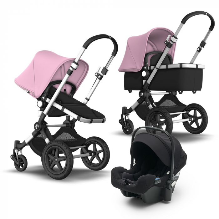 Carucior Bugaboo Cameleon 3 Plus Aluminium Black Soft Pink 3 in 1