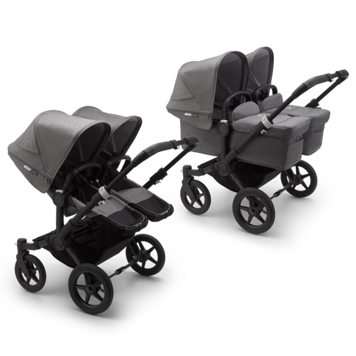 Carucior Bugaboo Donkey 3 Twin Black Grey Melange