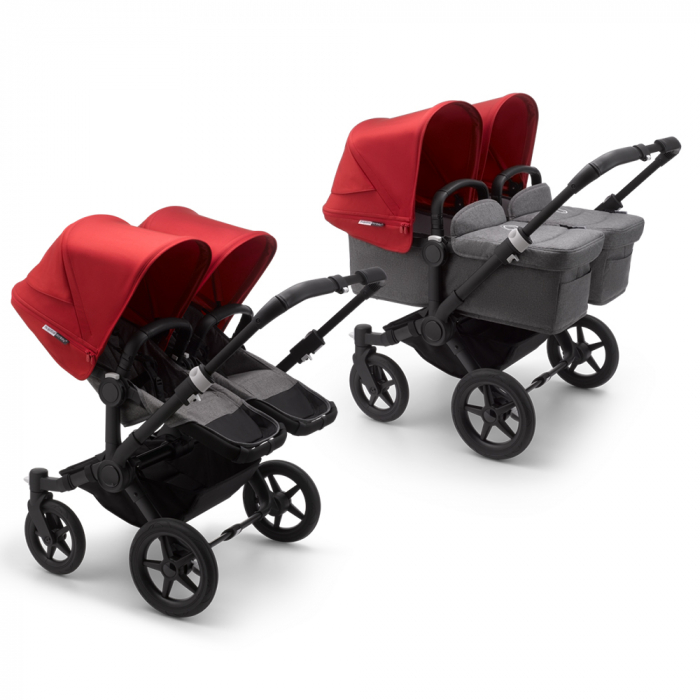 Carucior Bugaboo Donkey 3 Twin Black Grey Melange Red