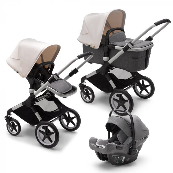 Carucior Bugaboo Fox 2 Aluminium Grey Melange Fresh White 3 in 1