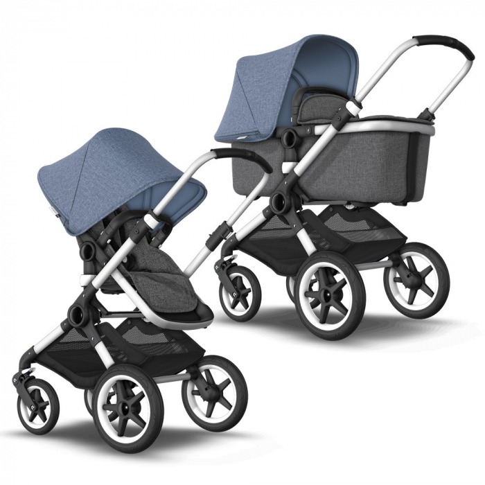 Carucior Bugaboo Fox Aluminium Grey Melange Blue Melange sistem 2 in 1