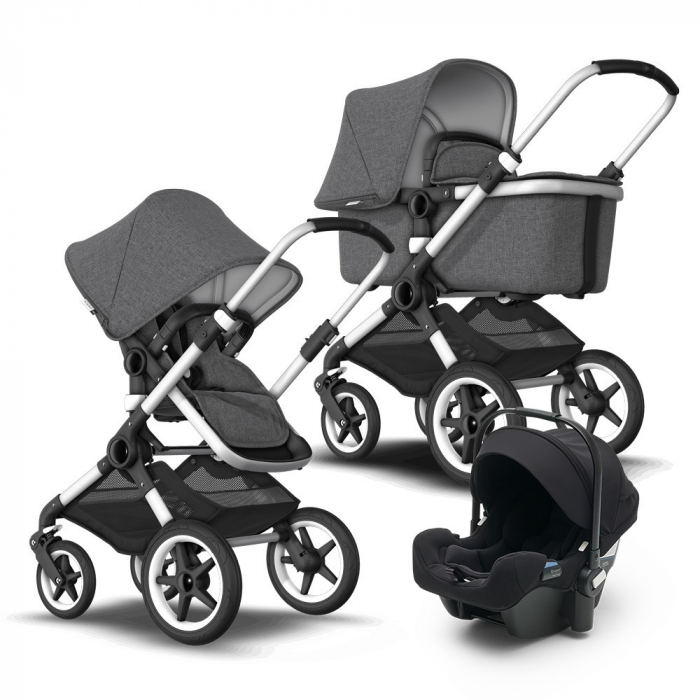 Carucior Bugaboo 3 In 1 43 Carucior Bugaboo Fox Aluminium Grey Melange sistem 3 in 1