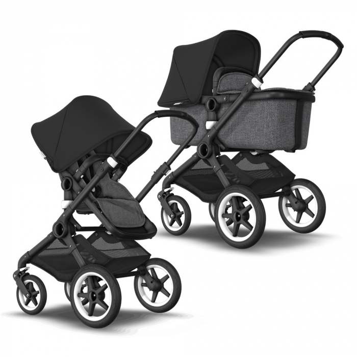 Carucior Bugaboo Fox Grey Melange Black sistem 2 in 1