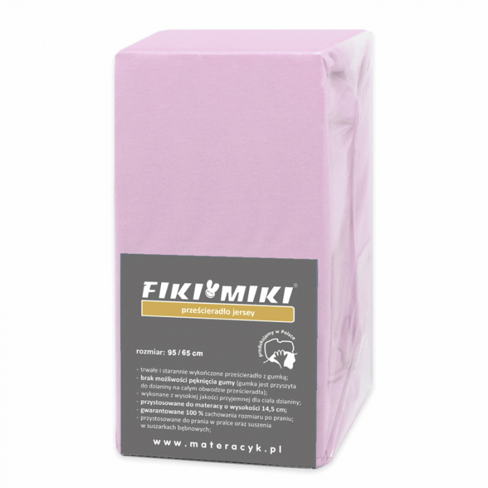 Cearsaf cu elastic jerse din bumbac Fiki Miki roz 95 65 cm