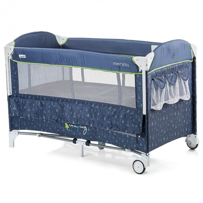 Patut Pliabil Chipolino Merida Blue Indigo cu Laterala Culisanta