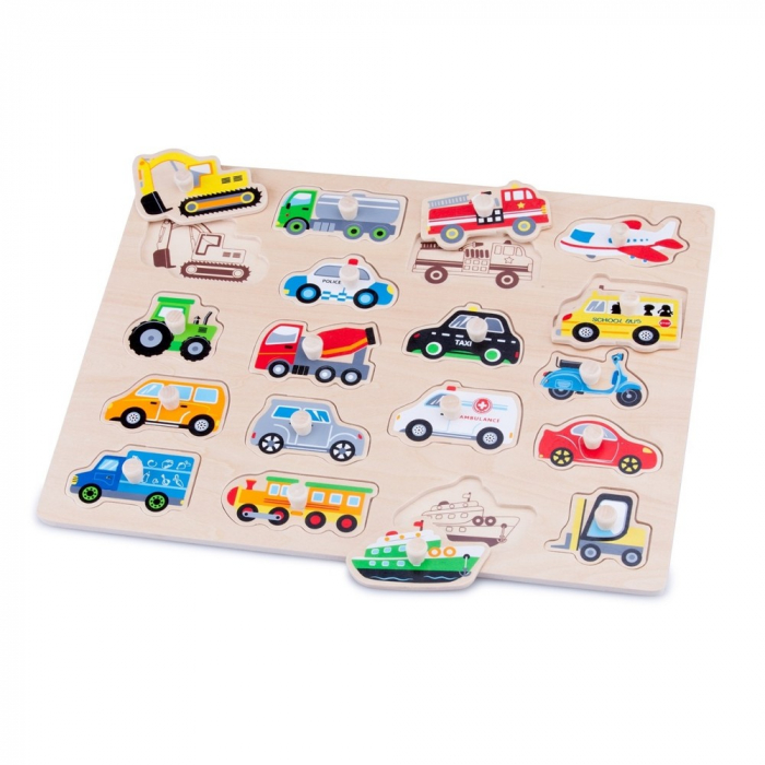 Puzzle din Lemn New Classic Toys Vehicule