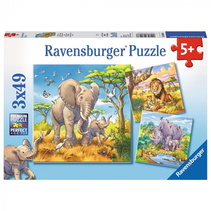 Puzzle Ravensburger - Animale din Africa 3x49 piese