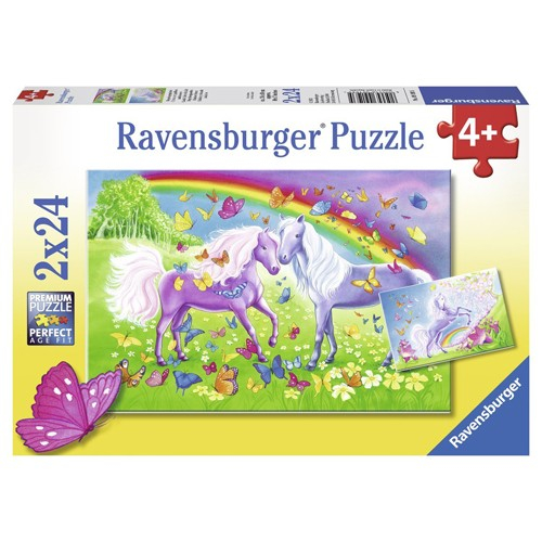 Puzzle Ravensburger Cai si Curcubeu - 2x24 piese