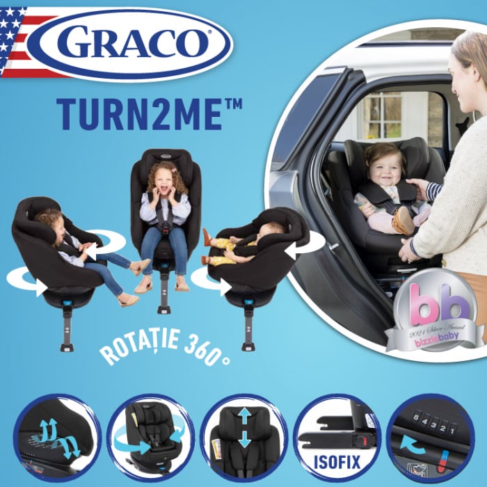 Scaun auto Graco 0-18 Kg Rotativ 360 Turn2Me Black [12]
