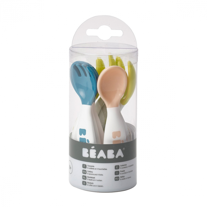 Set Beaba 6 Lingurite si 4 Furculite- Culori Pastel