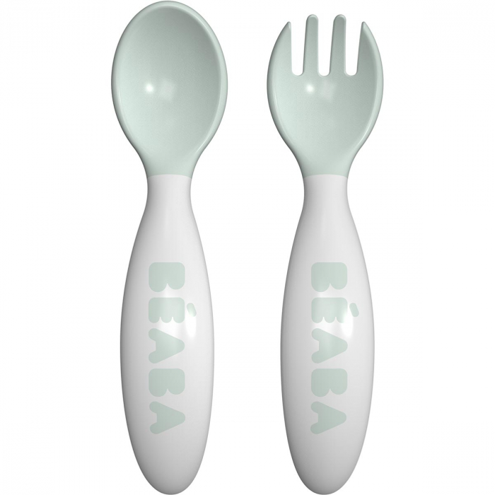 Set Beaba Lingurita si Furculita ergonomica - Bleu Pastel