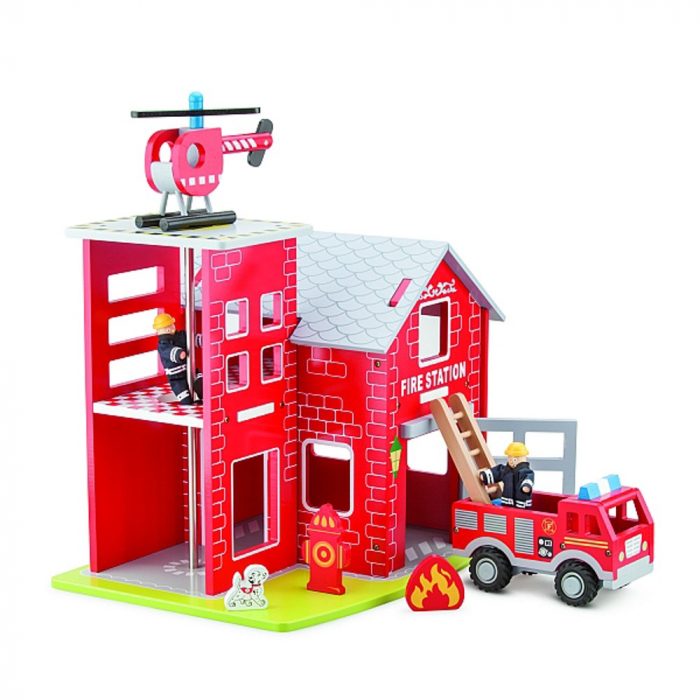 Statie de Pompieri din Lemn, New Classic Toys