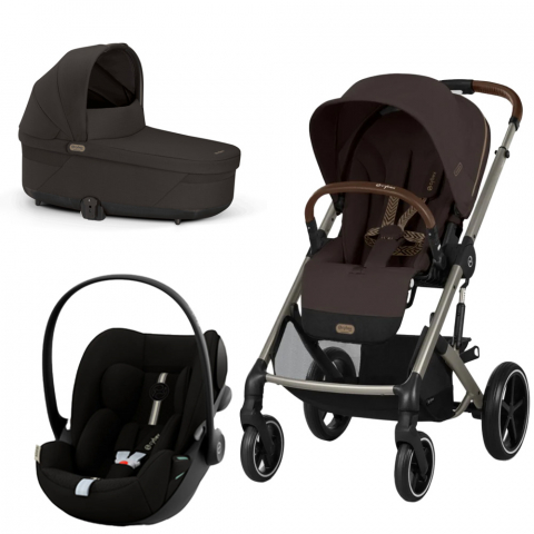 Carucioare copii - Carucior Cybex Balios S Lux 3 in 1 Taupe/Chocolate Brown cu Scoica Auto Cloud G i-Size Plus reclinabila