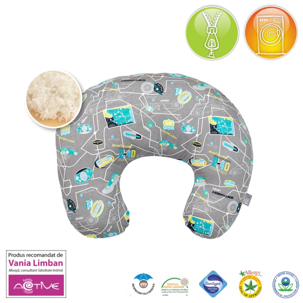 Perna de Alaptare Fiziologica Husa Bumbac Model Masinute 72 cm [3]