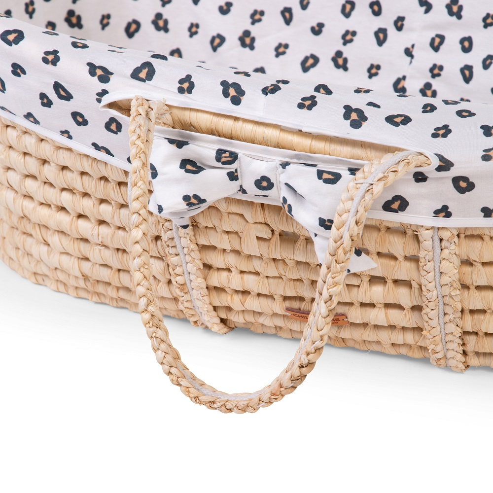 Cos bebe Childhome Moise din coji de porumb cu saltea, Husa Jerse Leopard [3]