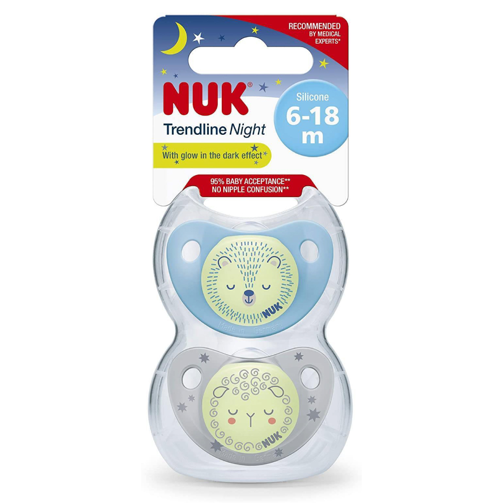 Suzeta Nuk Night-Day Silicon M2, 6-18 luni, Set 2 Bucati, Bleu [2]