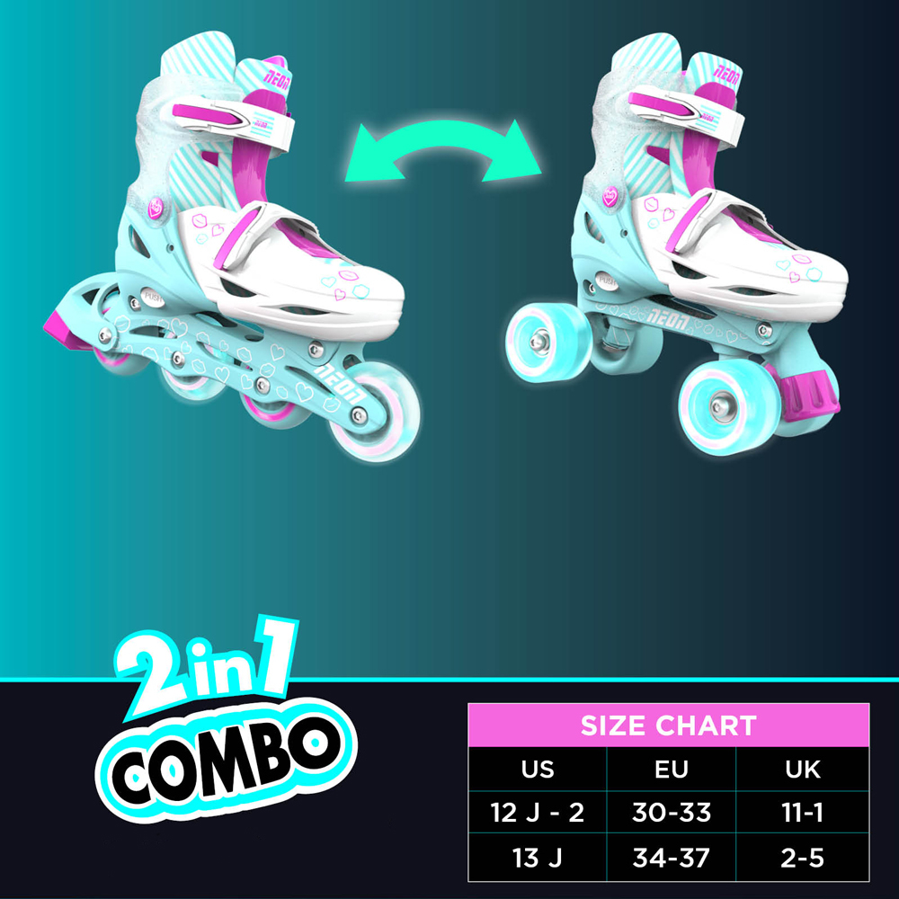 Role 2 in 1 Neon Combo Skates marime 34-37 Teal Pink [6]
