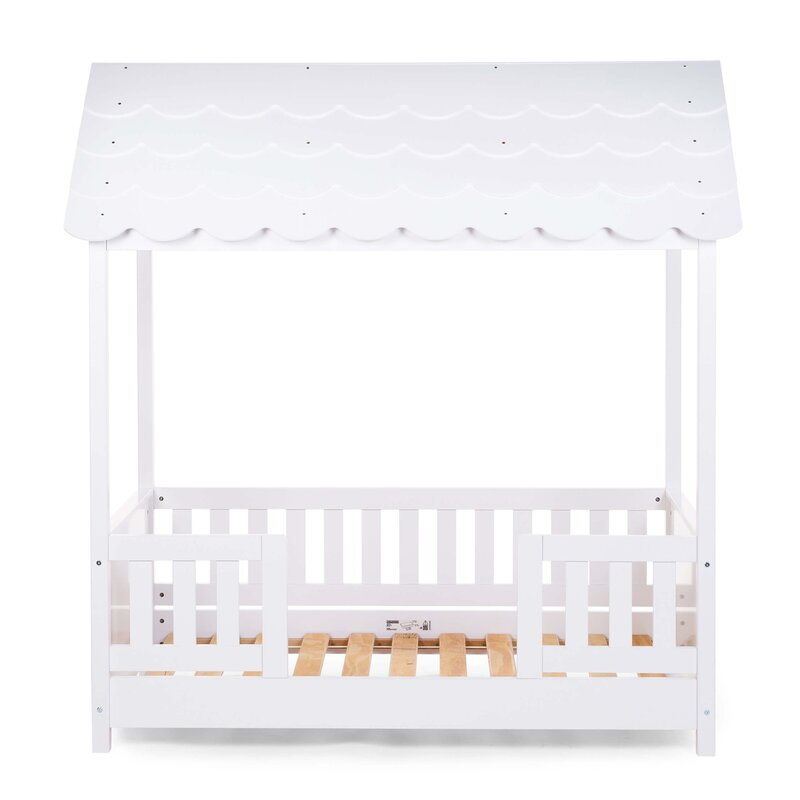 Pat Casuta Childhome cu protectii laterale 70x140 cm Lemn Alb [3]