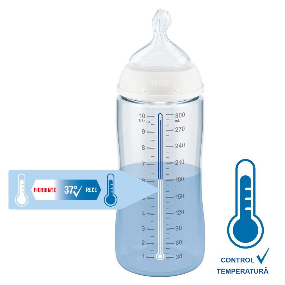 Biberon Nuk First Choice Plus Control Temperatura 300 ml Tetina Silicon M 0-6 luni Vernil [2]