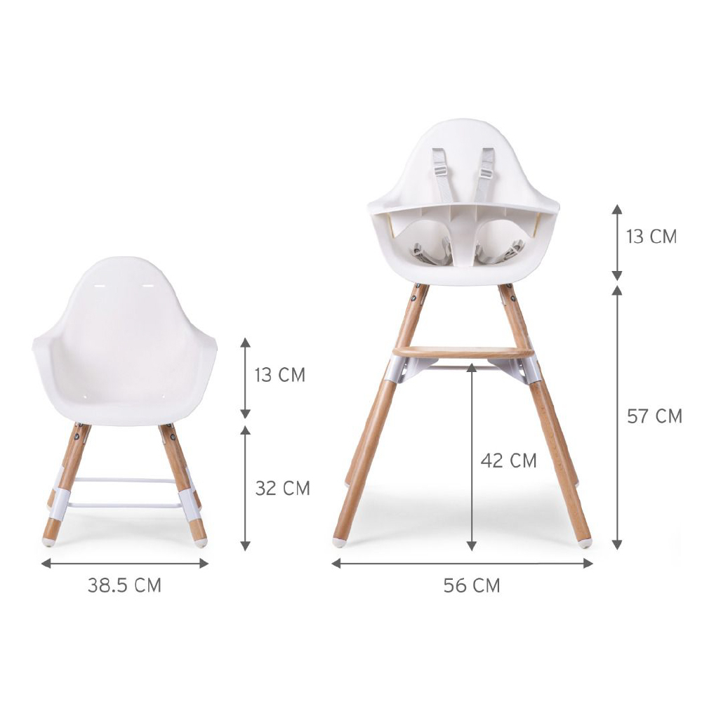 Scaun de masa reglabil in inaltime Childhome Evolu 2 Natural/Alb [3]