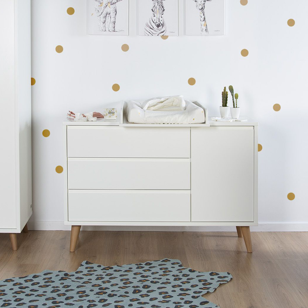 Comoda Childhome Retro Rio 133x50x90 cm cu masa de infasat, MDF Alb [5]