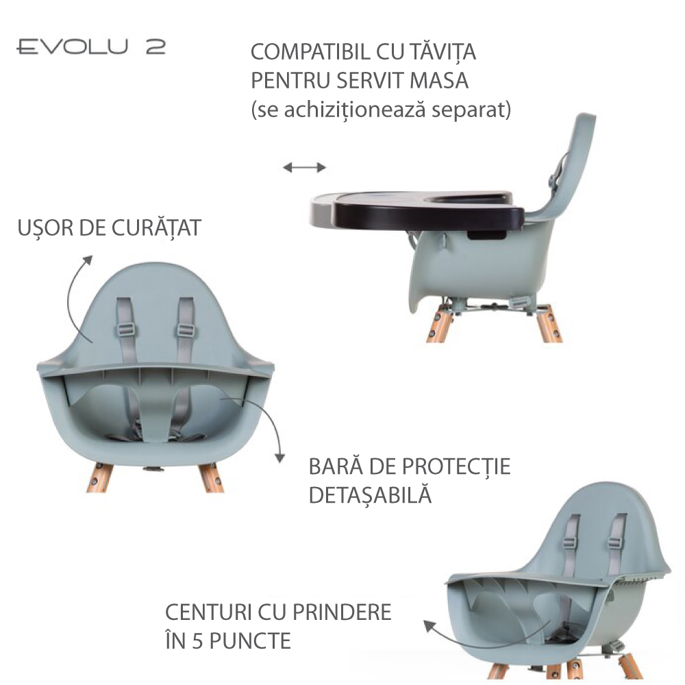 Scaun de masa reglabil in inaltime Childhome Evolu 2 Natural/Menta [5]